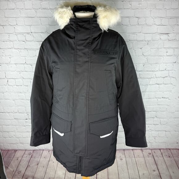 COACH Men's Size XS 3-in-1 Parka Snorkel Jacket Black Shearling Hood 3088 - Picture 1 of 16